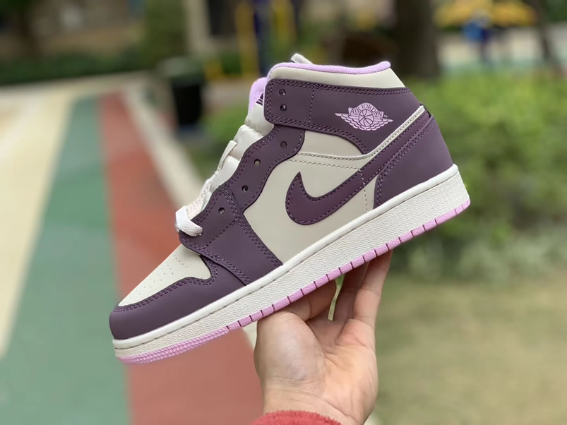 Air Jordan 1 Mid GS 'Pro Purple / Desert Sand' Shoes For Women 555112-500 Pics