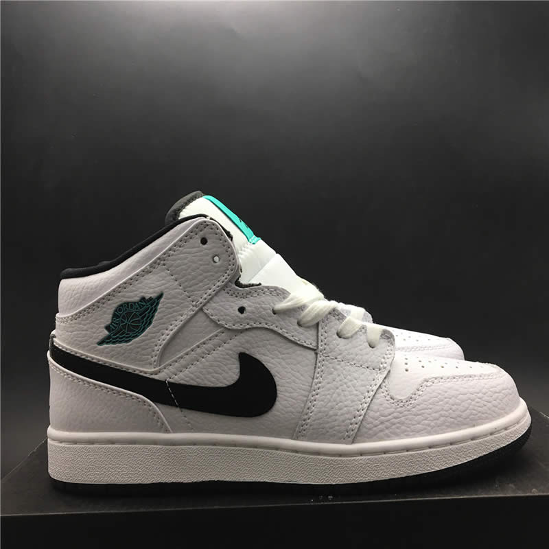 Air Jordan 1 Mid GS Womens 'Hyper Jade' AJ1 Black/White/Green 554725-122