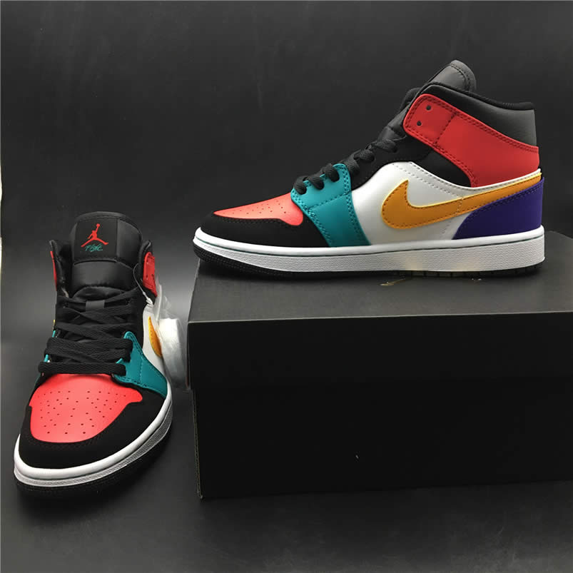 Air Jordan 1 Mid Multi-Color Bred Orange Mens GS Shoes 554724-125 Pics