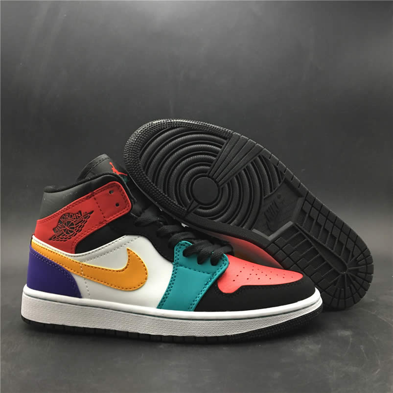 Air Jordan 1 Mid Multi-Color Bred Orange Mens GS Shoes 554724-125 Pics