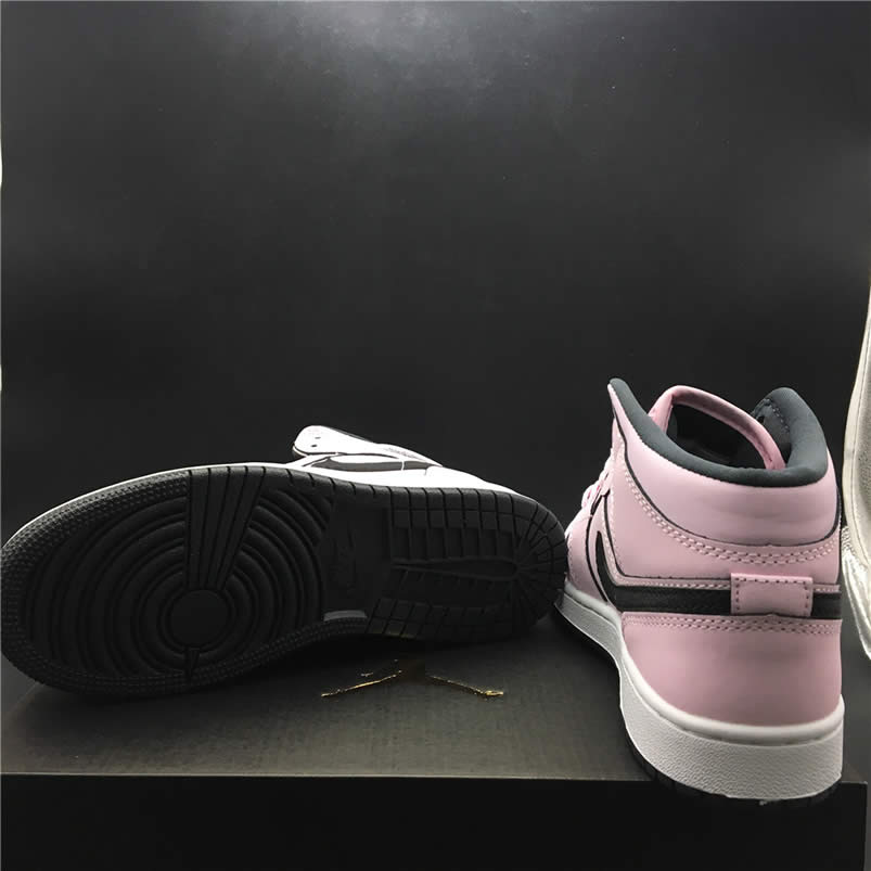 Air Jordan 1 Mid Pink Black White Womens GS Shoes 555112-601 Pics