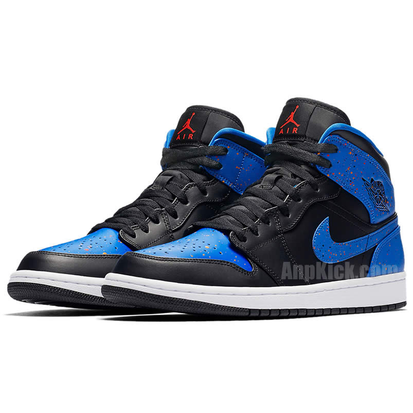 Air Jordan 1 Mid 'Royal Blue' Paint Splatter Shoes 554724-048