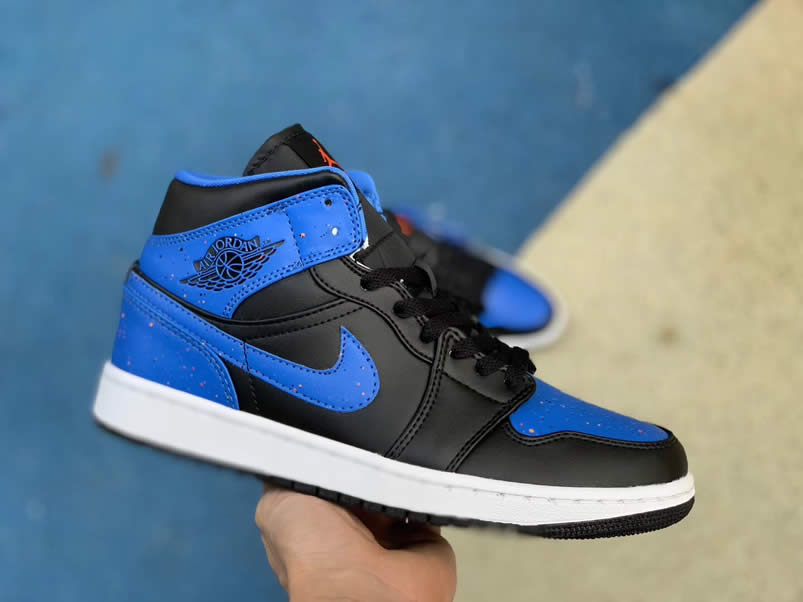 Air Jordan 1 Mid 'Royal Blue' Paint Splatter Shoes 554724-048 Pics