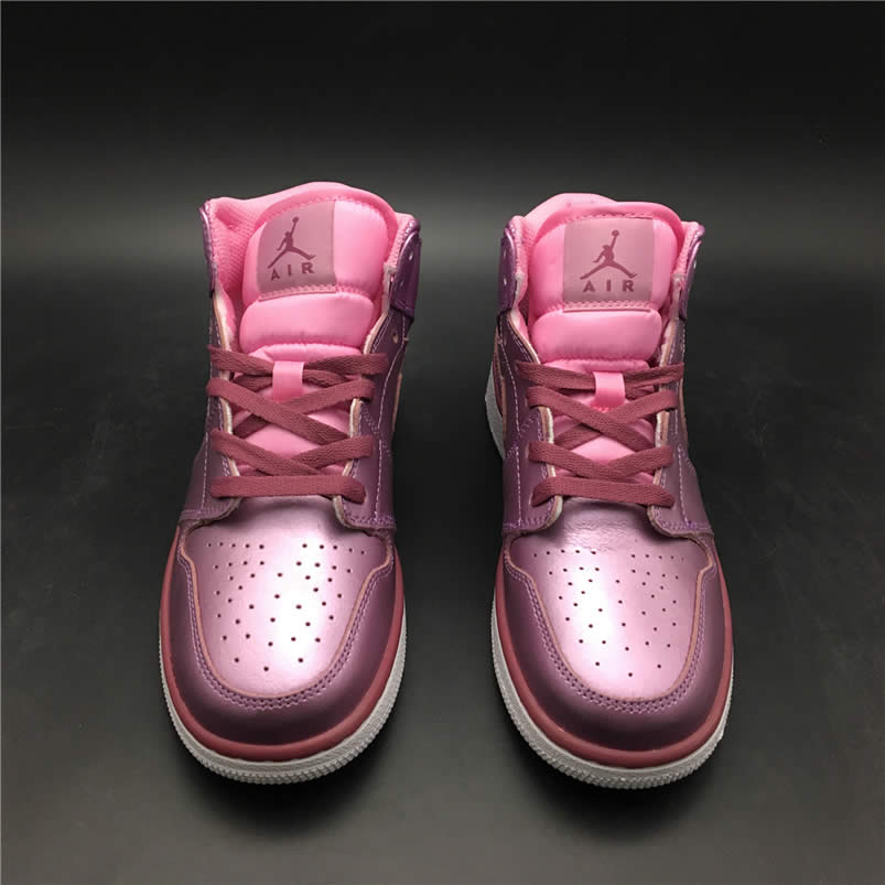 Air Jordan 1 Mid SE 'Pink Rise' AJ1 Kids GS Shoes AV5174-640 Pics