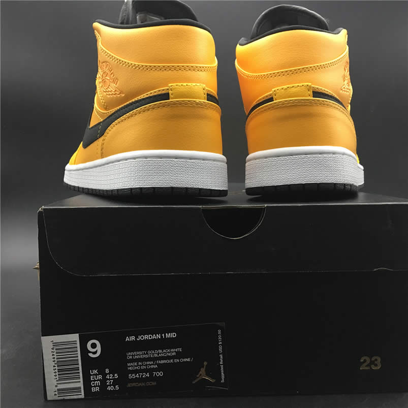 Air Jordan 1 Mid Shoes Taxi Yellow University Gold Aj1 554724 700 (8) - newkick.vip