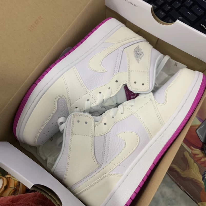 Air Jordan 1 Retro Custom Mid Gs Womens Pink Light Bone Chameleon 555112 Id (10) - newkick.vip