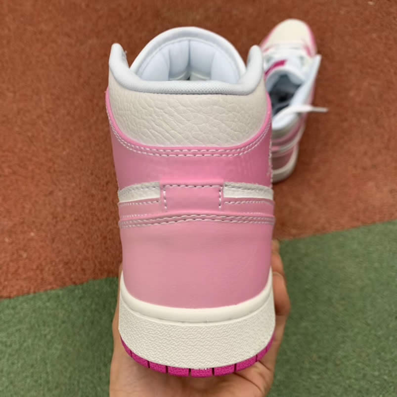 Air Jordan 1 Retro Custom Mid Gs Womens Pink Light Bone Chameleon 555112 Id (2) - newkick.vip