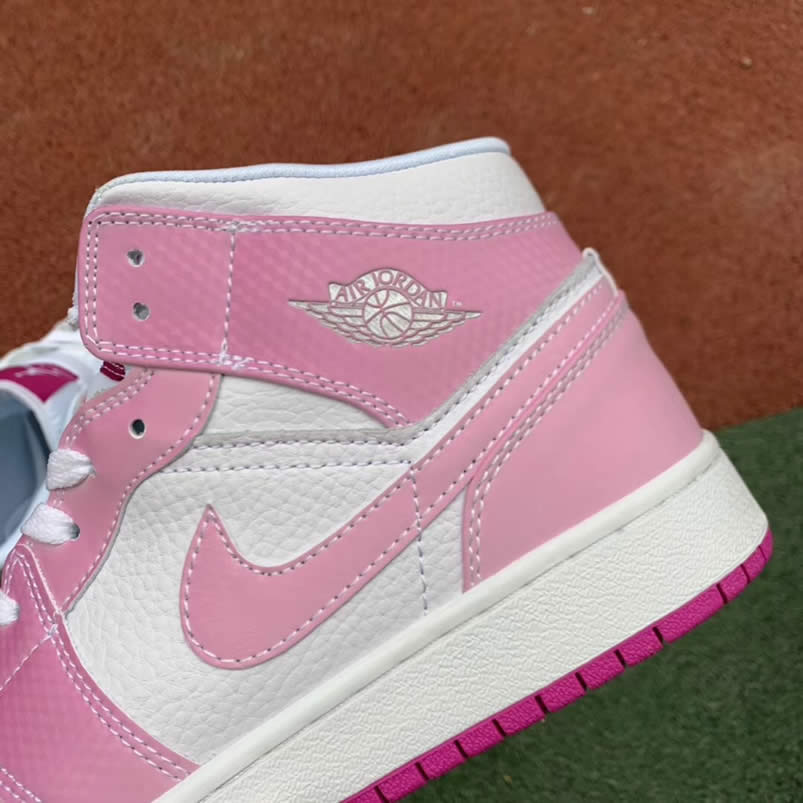 Air Jordan 1 Retro Custom Mid Gs Womens Pink Light Bone Chameleon 555112 Id (5) - newkick.vip