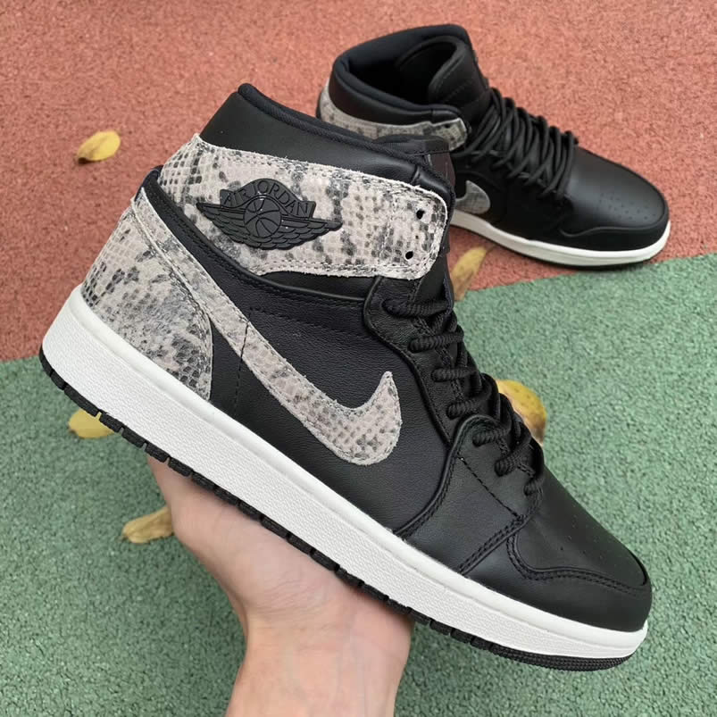 Air Jordan 1 Retro High 'Snakeskin' Black Shoes AH7389-004 Pics