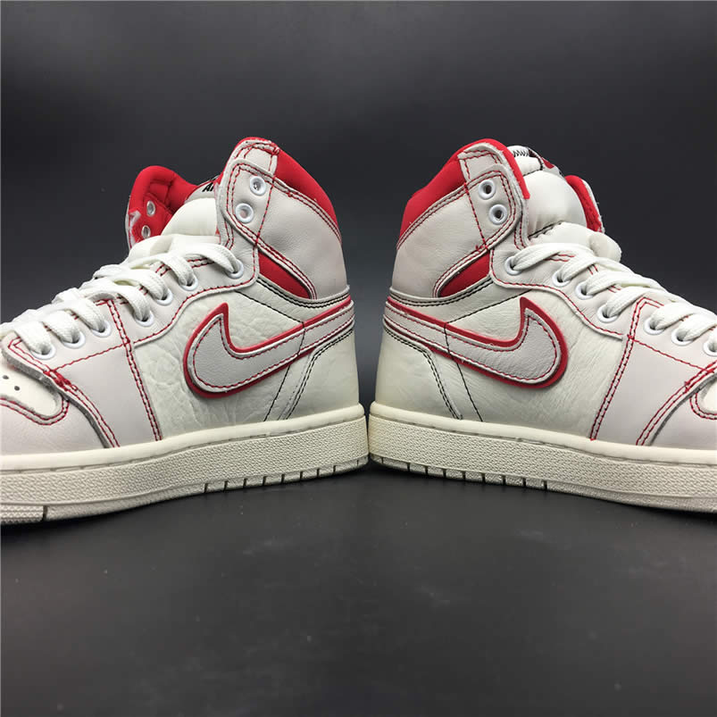 Air Jordan Retro 1 Retro High Og Sail Black Phantom Shoes University Red 555088 160 (4) - newkick.vip