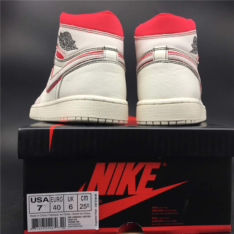 Air Jordan Retro 1 Retro High Og Sail Black Phantom Shoes University Red 555088 160 (5) - newkick.vip