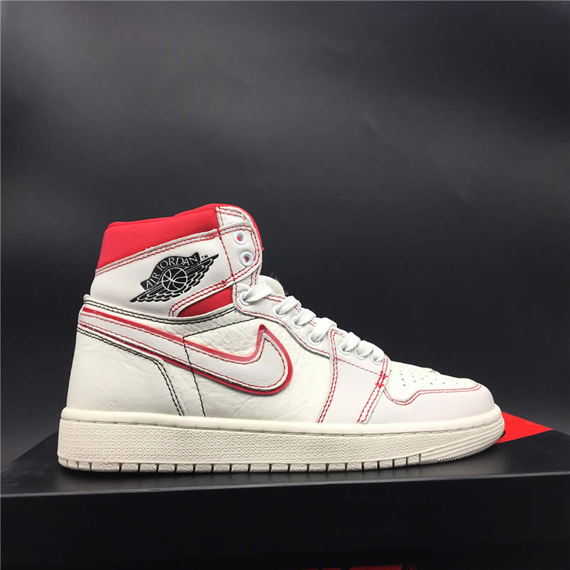 Air Jordan Retro 1 Retro High Og Sail Black Phantom Shoes University Red 555088 160 (6) - newkick.vip