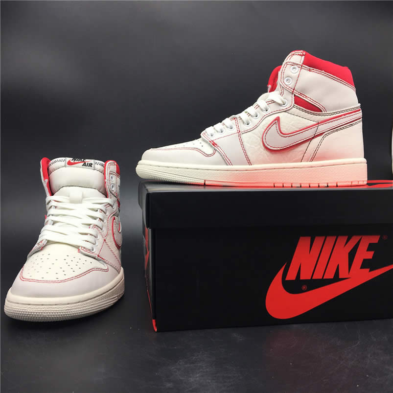 Air Jordan Retro 1 Retro High Og Sail Black Phantom Shoes University Red 555088 160 (8) - newkick.vip