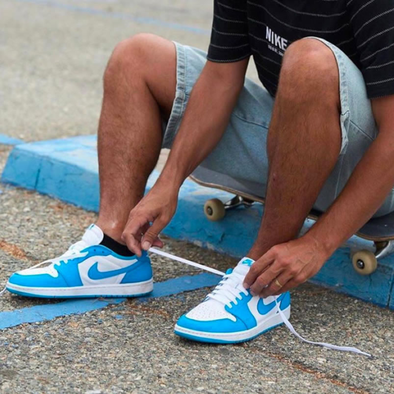 Nike Sb Air Jordan 1 Low Unc Blue On Feet (4) - newkick.vip