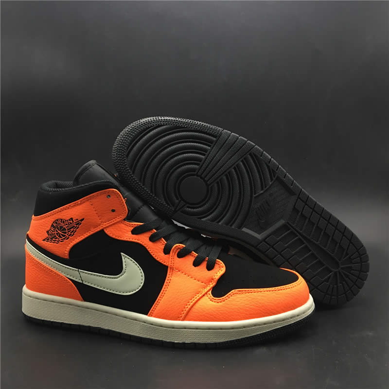 shattered backboard air jordan 1 mid black orange peel 554724-062 pics