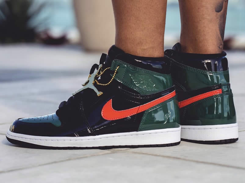 Solefly Miami Art Basel x Air jordan 1 Green Patent Leather 'Friends & Family' On Feet AV3905-038