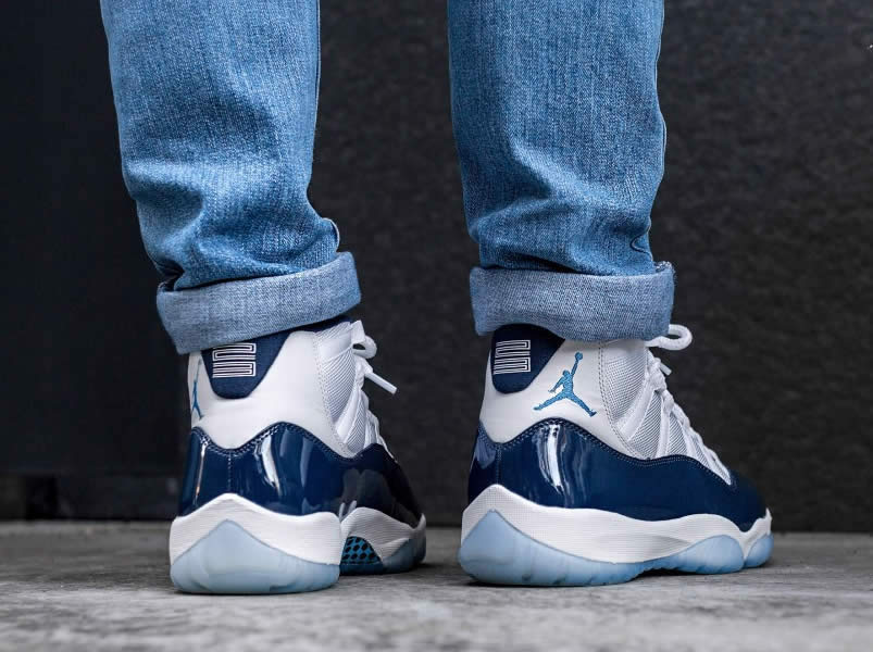 Air Jordan 11 Retro GS Mens 'Win Like 82' On Feet University Blue Midnight Navy 378038-123