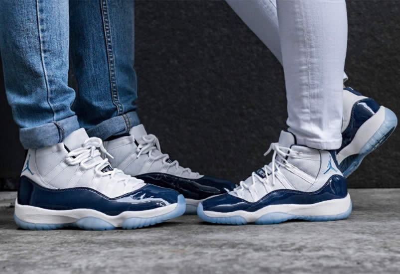 Air Jordan 11 Retro GS Mens 'Win Like 82' On Feet University Blue Midnight Navy 378038-123