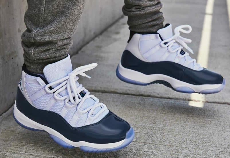 Air Jordan 11 Retro GS Mens 'Win Like 82' On Feet University Blue Midnight Navy 378038-123