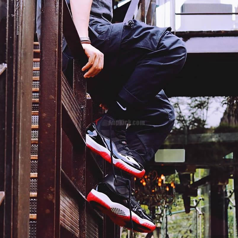 Air Jordan 11 Bred 2019 Black Red On Feet Release Date 378037 061 (3) - newkick.vip