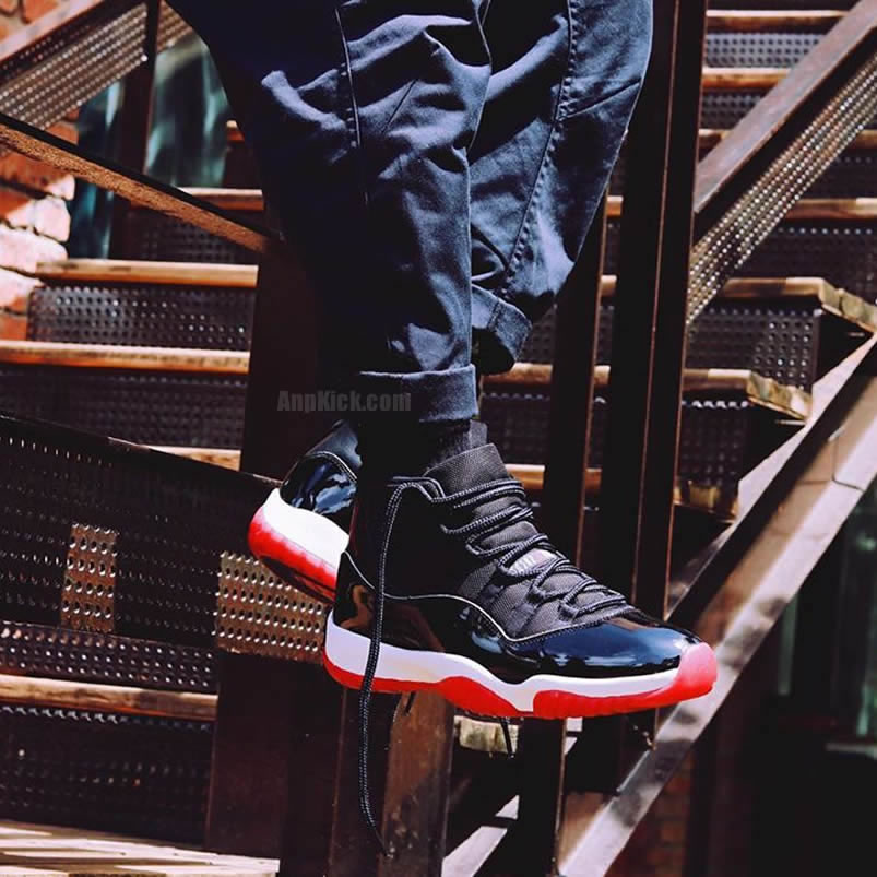 Air Jordan 11 Bred 2019 Black Red On Feet Release Date 378037 061 (4) - newkick.vip