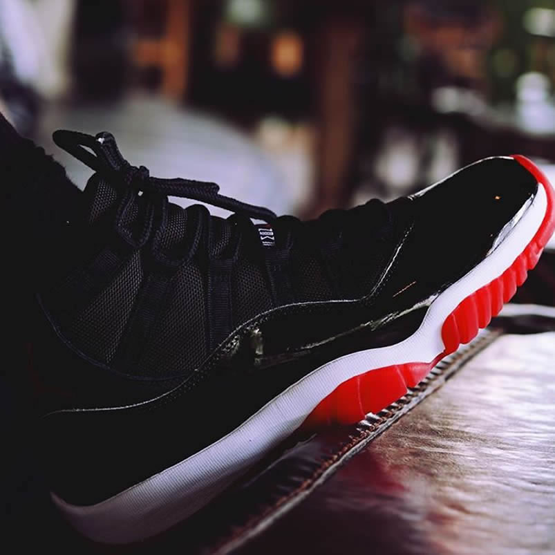 Air Jordan 11 Bred 2019 Black Red On Feet Release Date 378037 061 (7) - newkick.vip