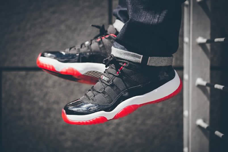 Air Jordan 11 Low 'Bred' On Feet AJ11 Black Red 528895-012