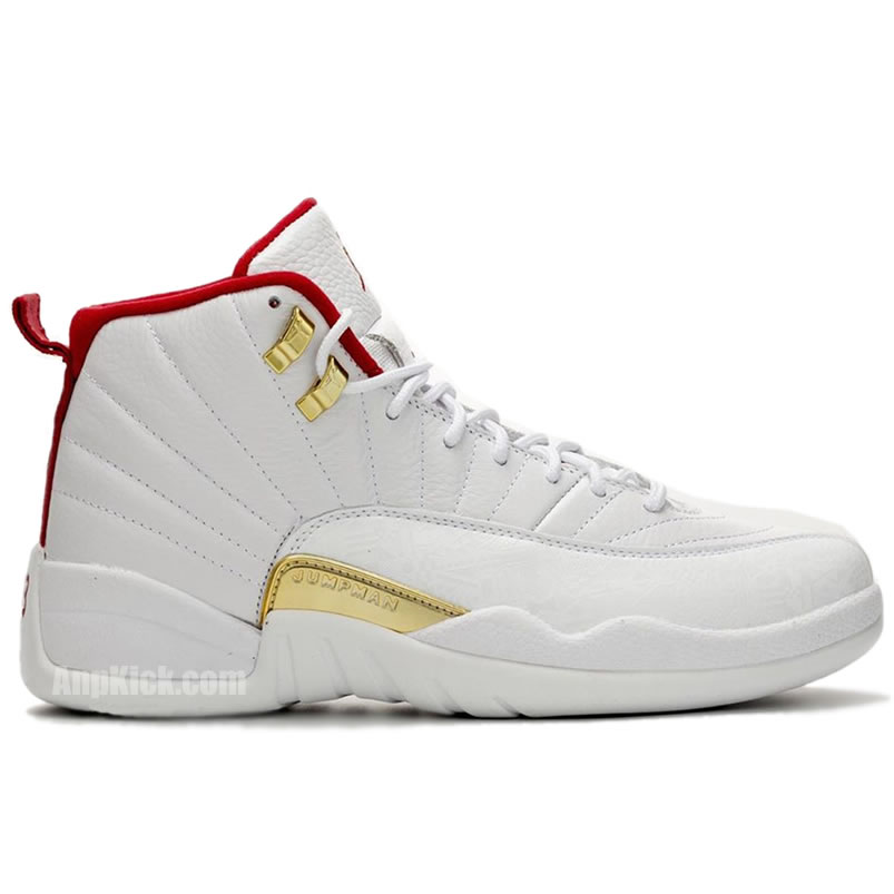 Air Jordan 12 Fiba 2019 White University Red Gold 130690 107 (2) - newkick.vip