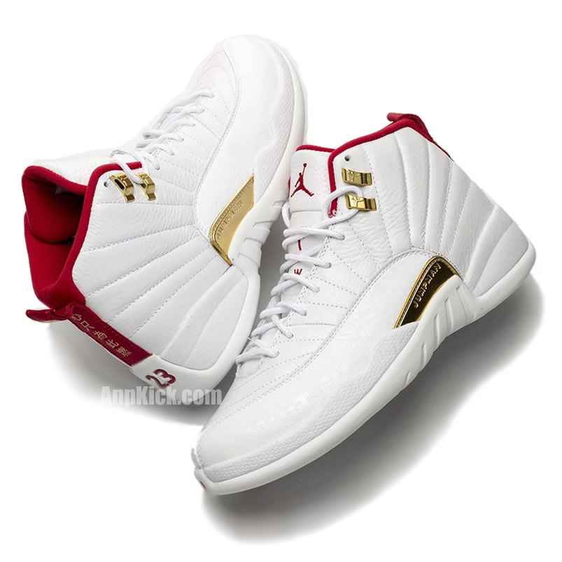 Air Jordan 12 Fiba 2019 White University Red Gold 130690 107 (3) - newkick.vip