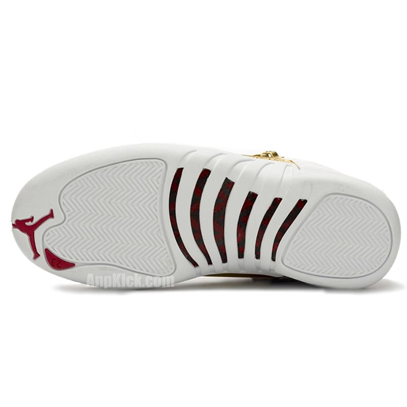 Air Jordan 12 Fiba 2019 White University Red Gold 130690 107 (5) - newkick.vip