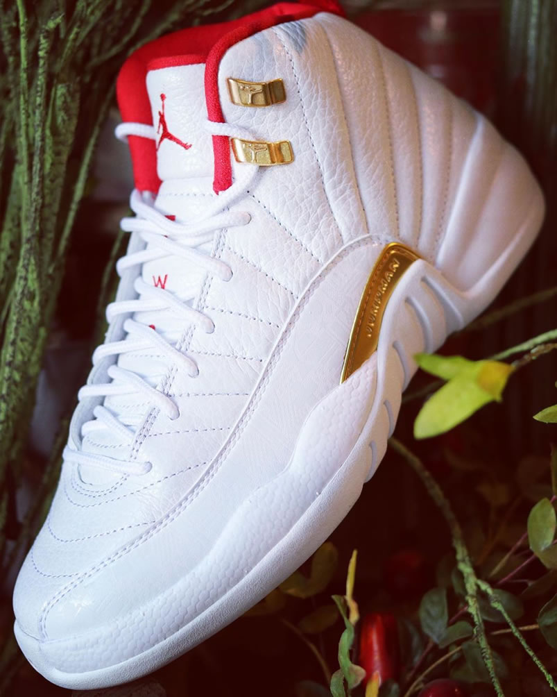 Air Jordan 12 Fiba 2019 White University Red Gold 130690 107 (7) - newkick.vip