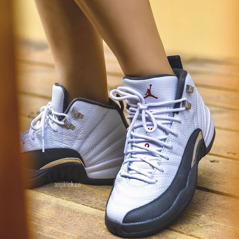 Air Jordan 12 White Dark Grey Gym Red Gs On Feet Release Date 130690 160 (1) - newkick.vip