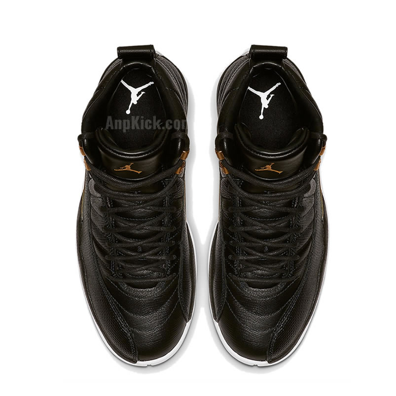 Air Jordan 12 Wmns Snakeskin Midnight Black White Gold Ao6068 007 (4) - newkick.vip