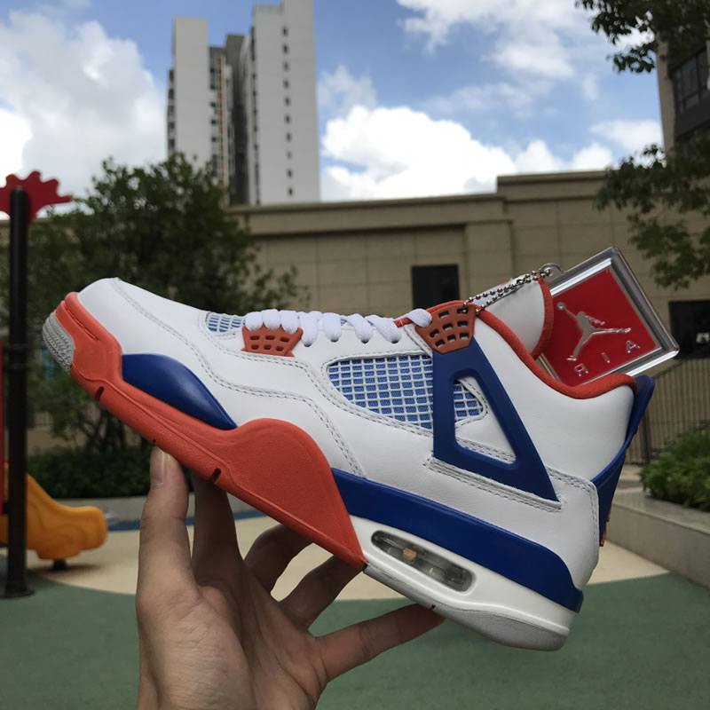 Air Jordan 4 Retro White Royal Orange Jordan 4 Custom Shoes 308497-171