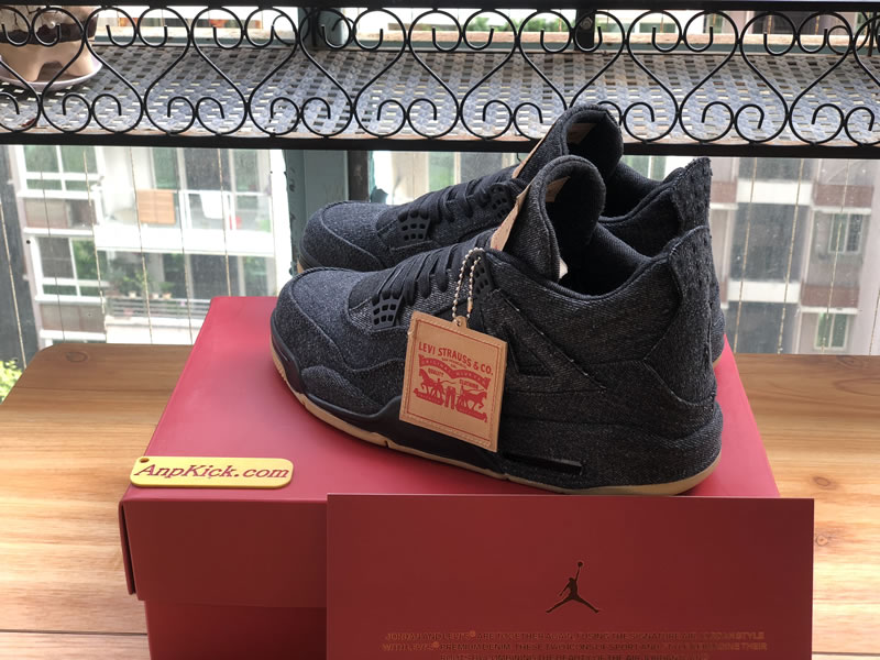 Levi's x Air Jordan 4 'Black Denim' For Sale Side Behind Images