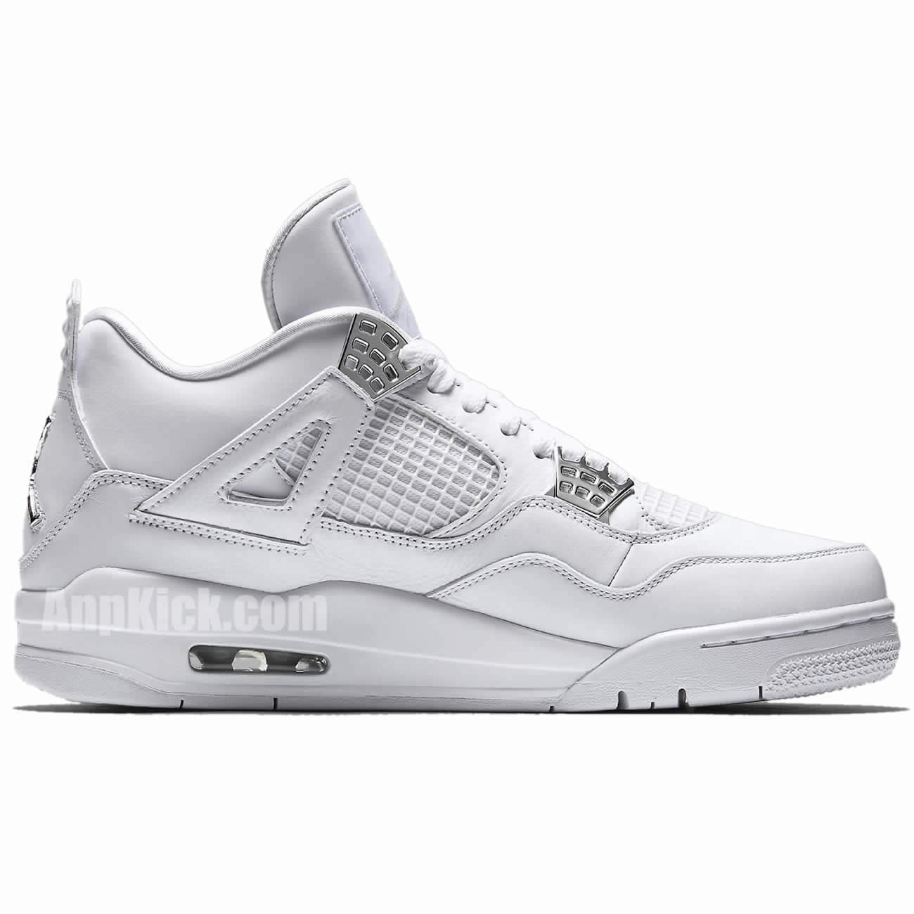 air jordan 4 all white silver pure money mens gs for sale 308497-100