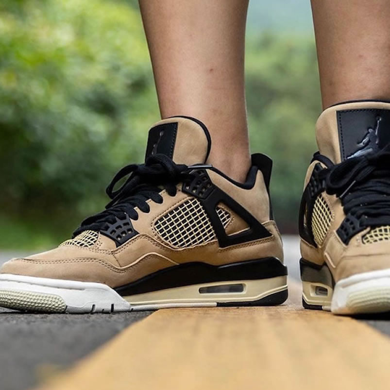 Air Jordan 4 Wmns Mushroom On Feet Womens Mens Aj4 Shoes Release Date Aq9129 200 (3) - newkick.vip