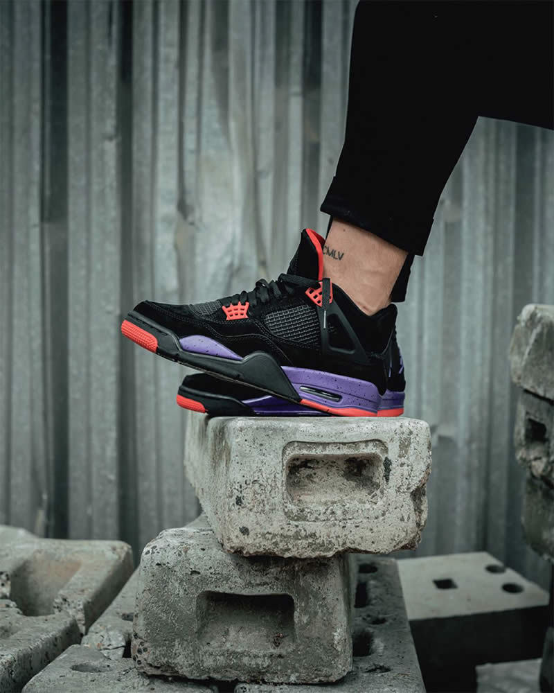 air jordan retro 4 raptors black purple shoes for sale aq3816 065 on feet pic