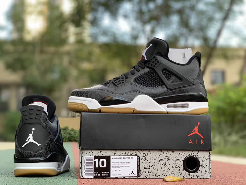 Air Jordan Retro 4 SE Laser 30th Anniversary 'Black Gum' Aj4 Shoes CI1184-001 Pics