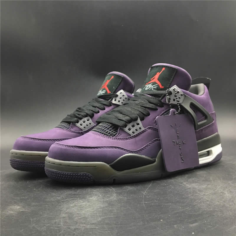 Travis Scott Air Jordan 4 Purple On Feet For Sale (1) - newkick.vip