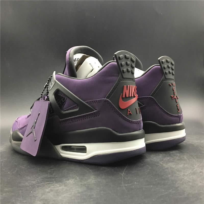 Travis Scott Air Jordan 4 Purple On Feet For Sale (2) - newkick.vip