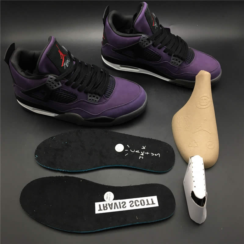 Travis Scott Air Jordan 4 Purple On Feet For Sale (4) - newkick.vip