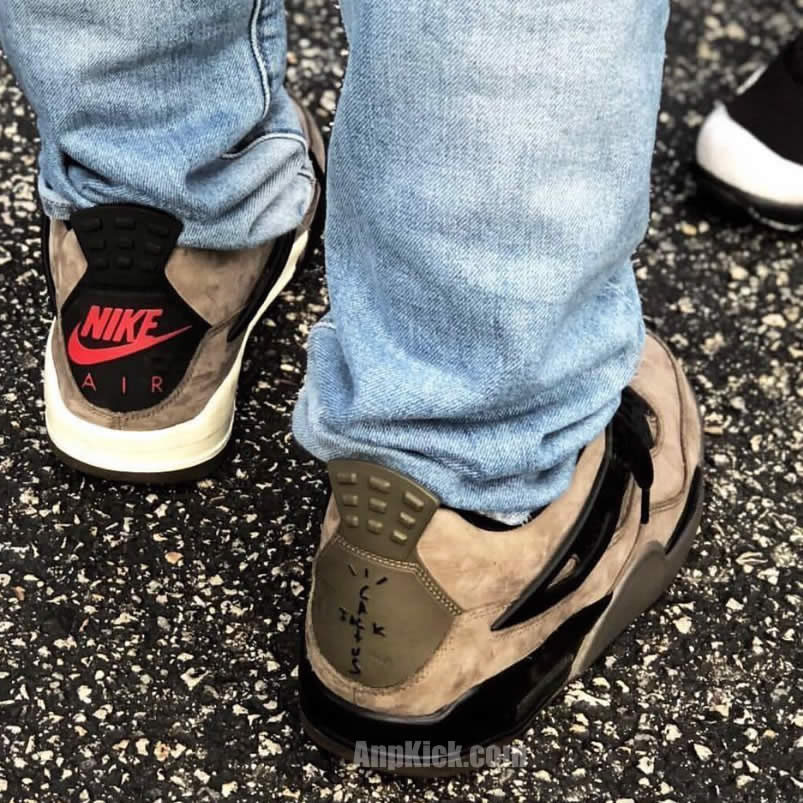 Travis Scott Olive Air Jordan 4 On Feet (2) - newkick.vip