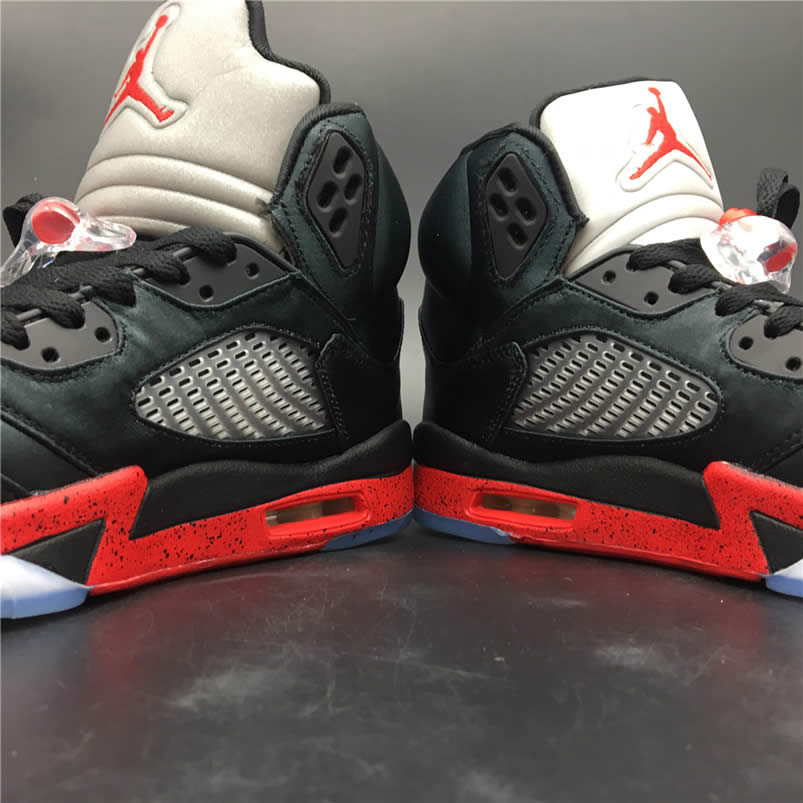 Air Jordan 5 Satin Bred Black University Red For Sale On Feet Outfit 136027 006 (6) - newkick.vip