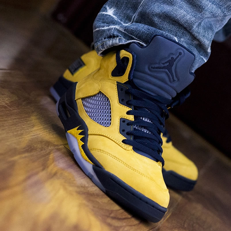 Air Jordan 5 Sp Yellow Michigan 2019 Inspire On Feet Cq9541 704 (1) - newkick.vip