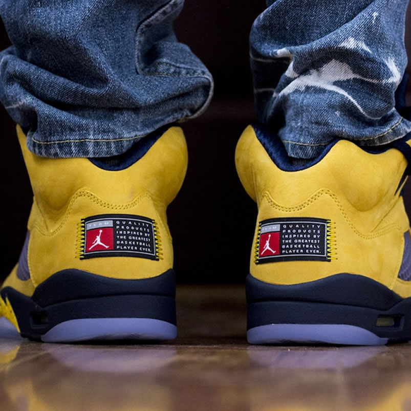 Air Jordan 5 Sp Yellow Michigan 2019 Inspire On Feet Cq9541 704 (2) - newkick.vip