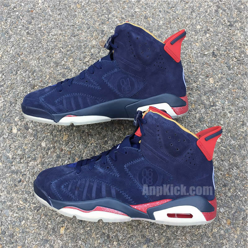 air jordan 6 retro db doernbecher navy blue and red detail image (4)