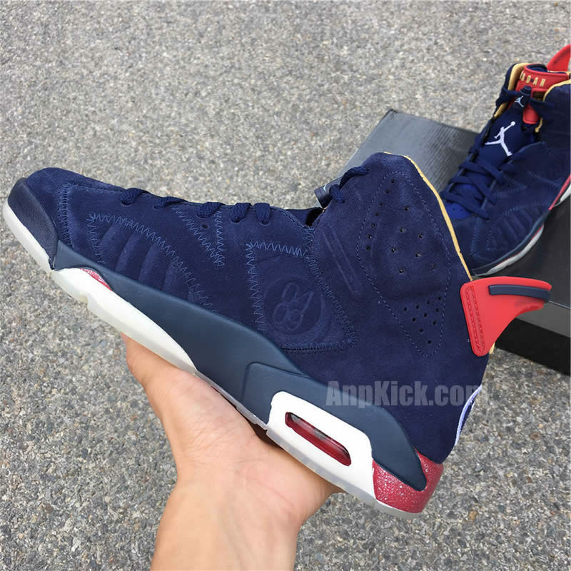 air jordan 6 retro db doernbecher navy blue and red detail image (8)