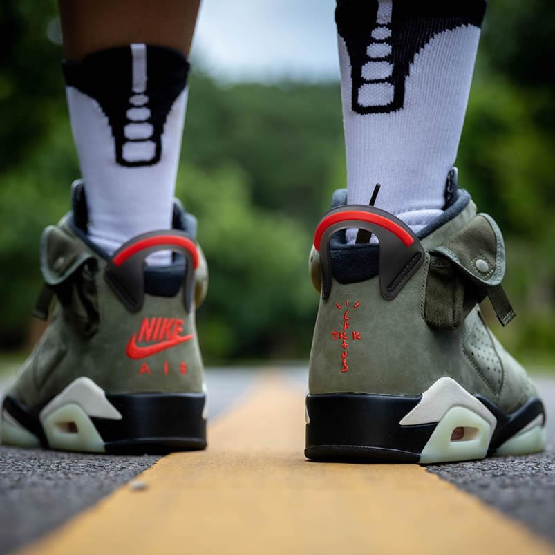 Travis Scott Air Jordan 6 Medium Olive Cactus Jack On Feet For Sale Cn1084 200 (2) - newkick.vip