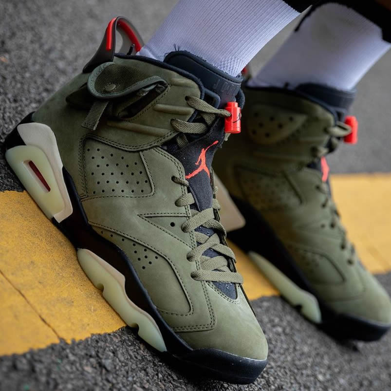 Travis Scott Air Jordan 6 Medium Olive Cactus Jack On Feet For Sale Cn1084 200 (6) - newkick.vip